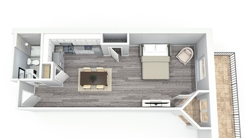 Floor plan for studio, 1 bath, 532 sqft